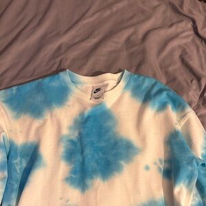 Nike Kids Tie-Dye Blue and White Sweater
